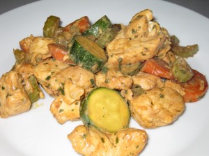 petto di pollo in fricassea con verdurine