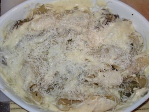 Pasta con carciofi e besciamella