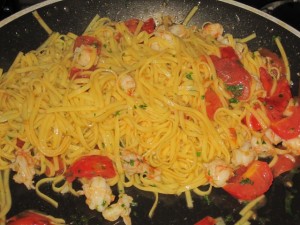 Tagliolini al sugo di gamberi