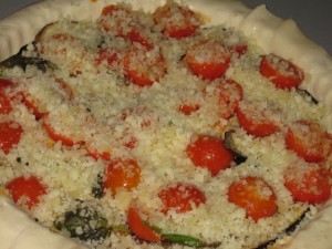 torta salata di melanzane e pomodorini