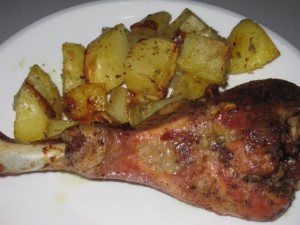 Coscio di tacchino arrosto con patate